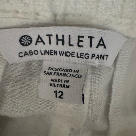 Athleta Cabo Linen Wide Leg Pants Size 12 White - Picture 4 of 5